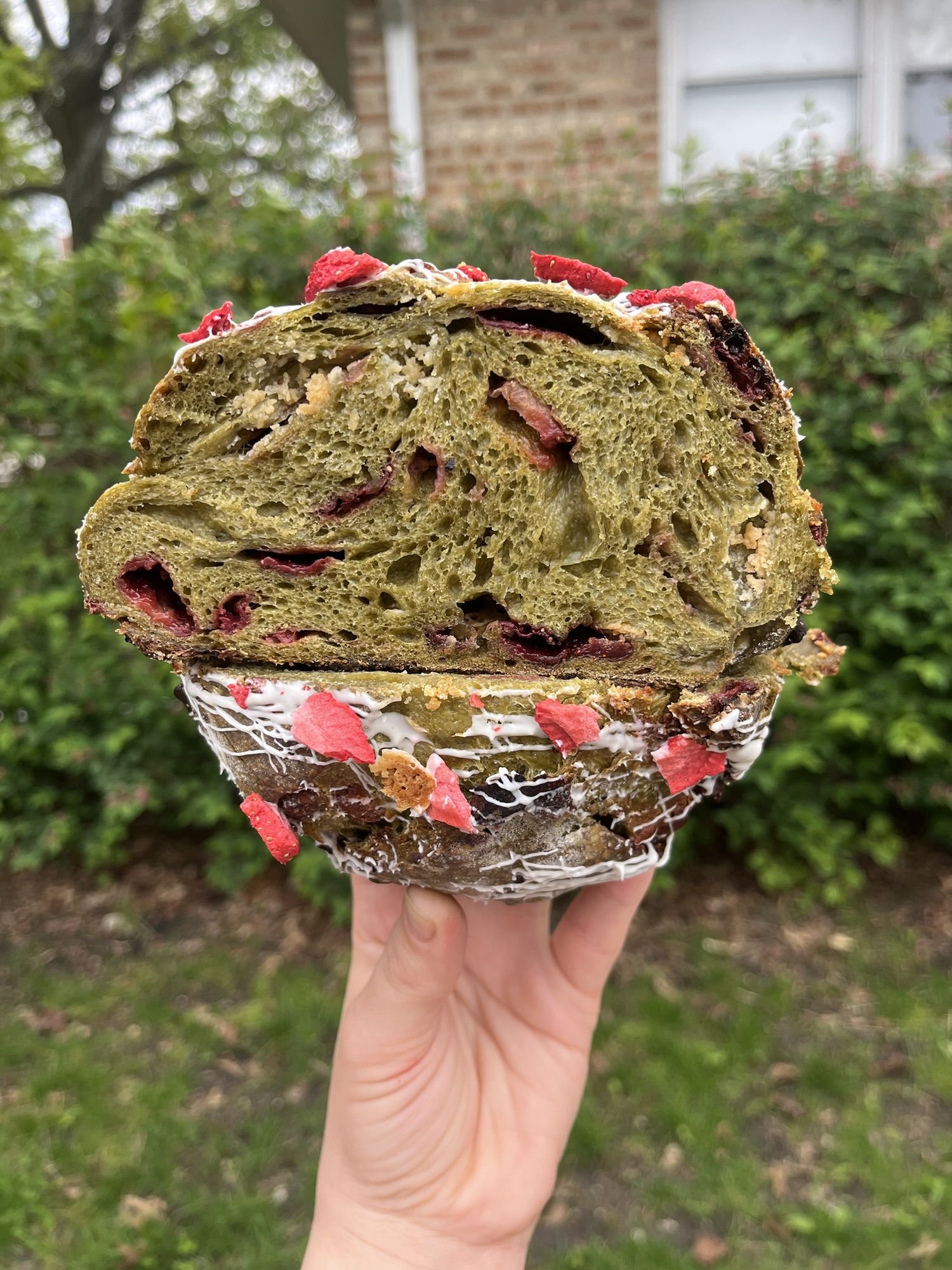 Strawberry Matcha White Chocolate Sourdough Loaf Recipe
